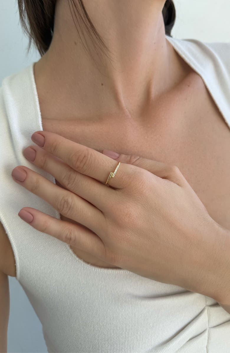 Adornia 14K Gold Plated Cubic Zirconia Bypass Ring, Alternate, color, Gold