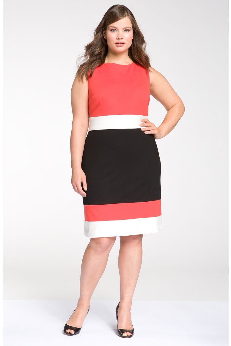 Sleeveless Colorblock Dress, Main, color, POPPY
