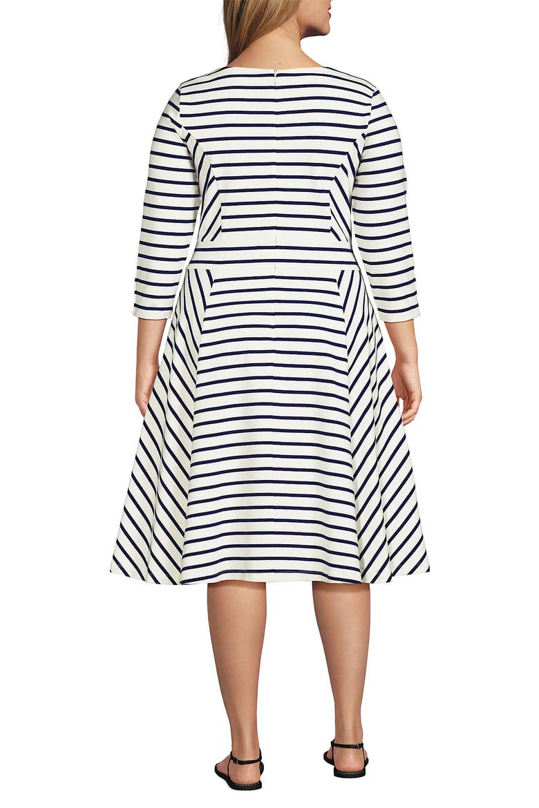 Starfish 3/4 Sleeve Dress, Alternate, color, Ivory/Deep Sea Breton Stripe