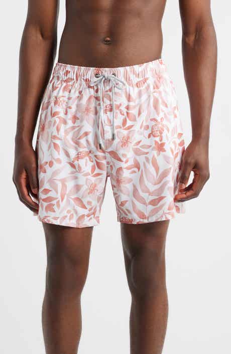 Vintage Summer Print Volley Swim Trunks