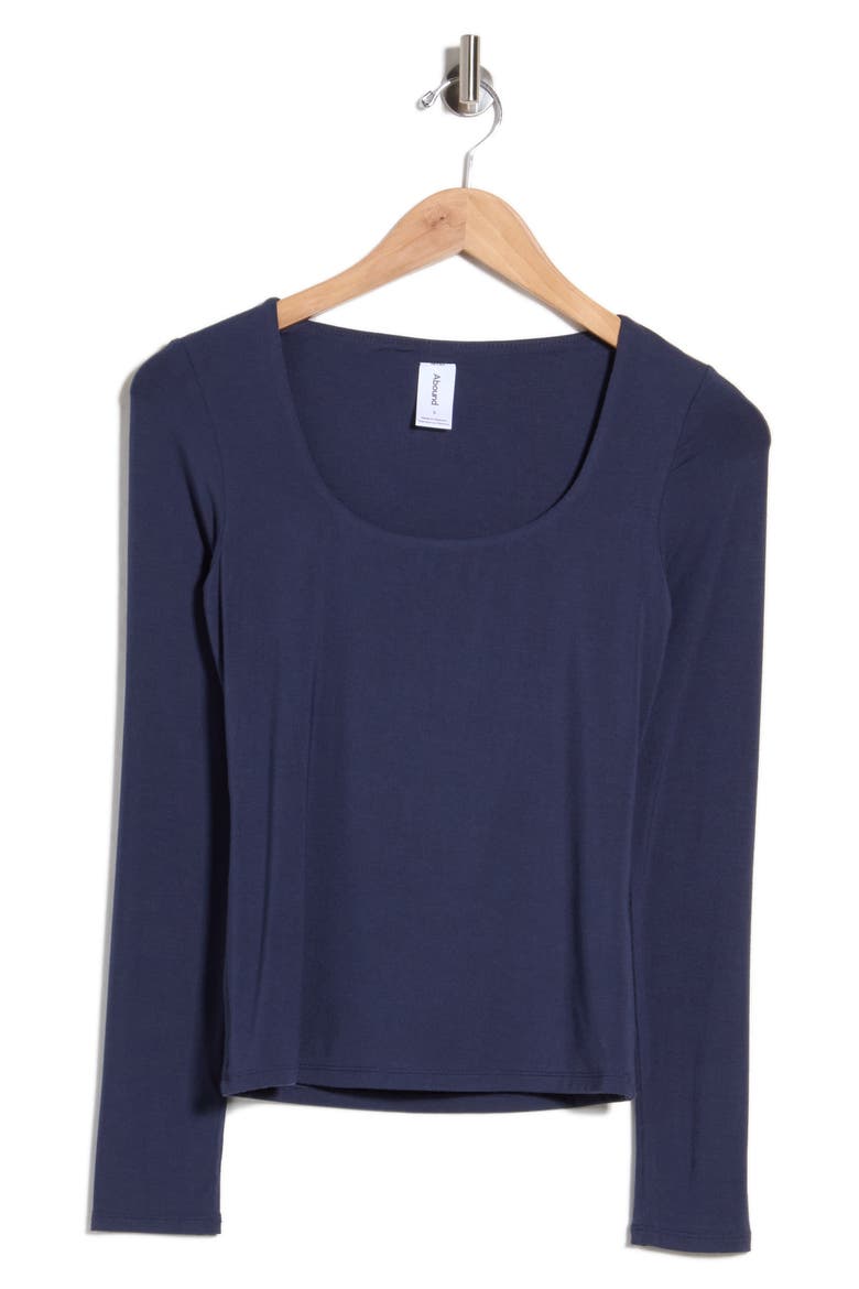 Square Neck Long Sleeve Top, Alternate, color, NAVY INDIGO