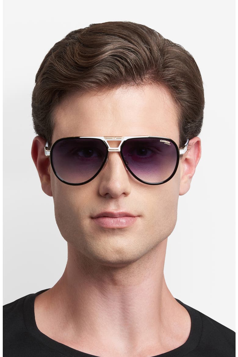 61mm Gradient Pilot Sunglasses, Alternate, color, BLACK WHITE/ DARK BLUE