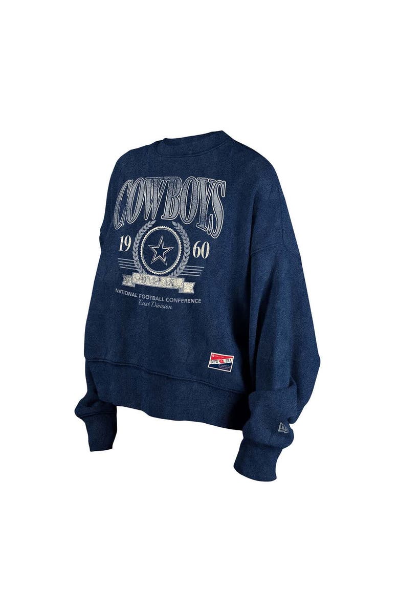 New Era Women's New Era  Navy Dallas Cowboys Throwback Distressed Boxy Pullover Sweatshirt, Alternate, color, 