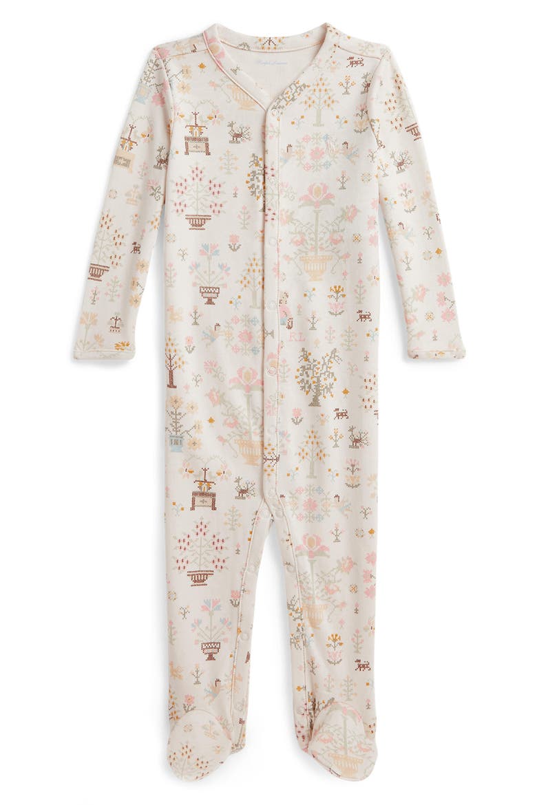 Kids' Printed Cotton Footed Coverall, Main, color, PETITE POINT BABY BEAR