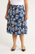 KASPER Flared Pull-On Midi Skirt