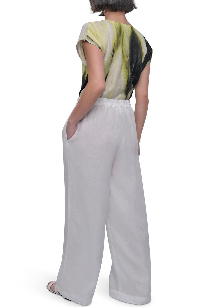 DKNY Wide Leg Linen Pants, Alternate, color, White