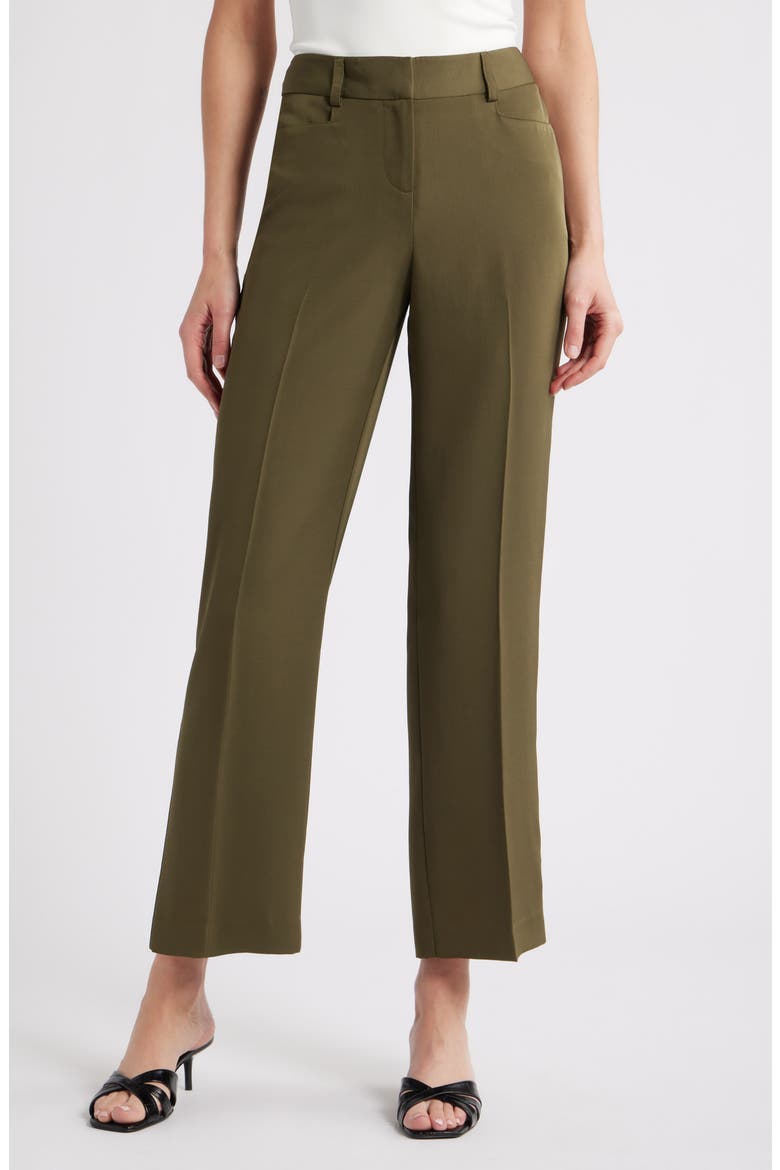 Brushed Woven Straight Leg Pants, Main, color, OLIVE