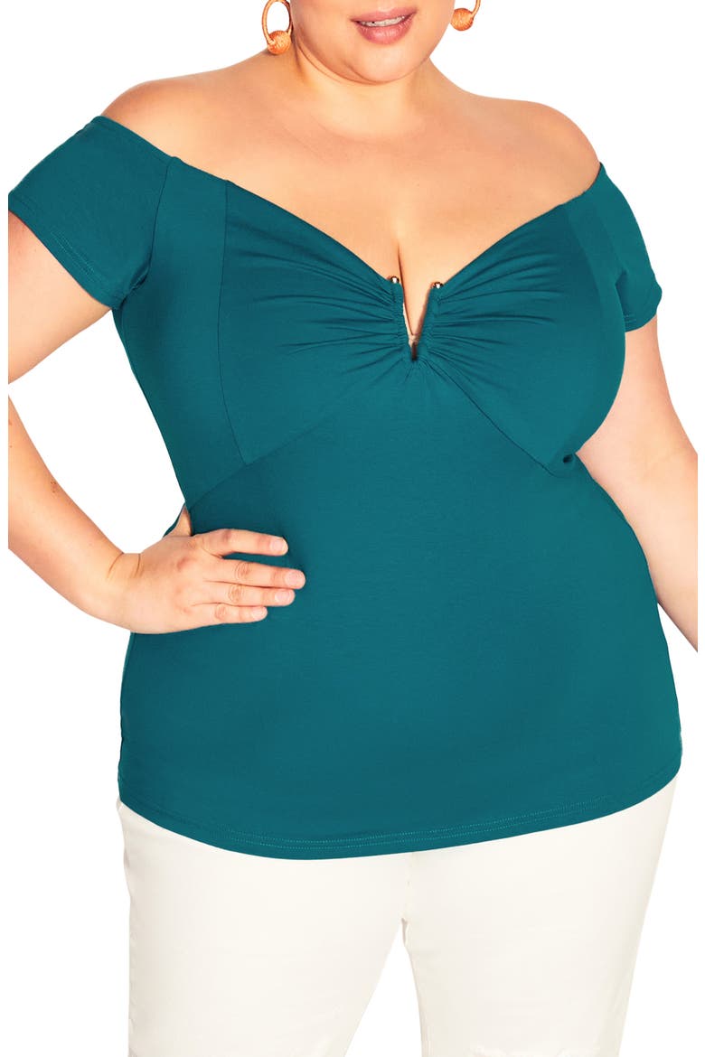 Island Off the Shoulder Knit Top, Main, color, BLUE