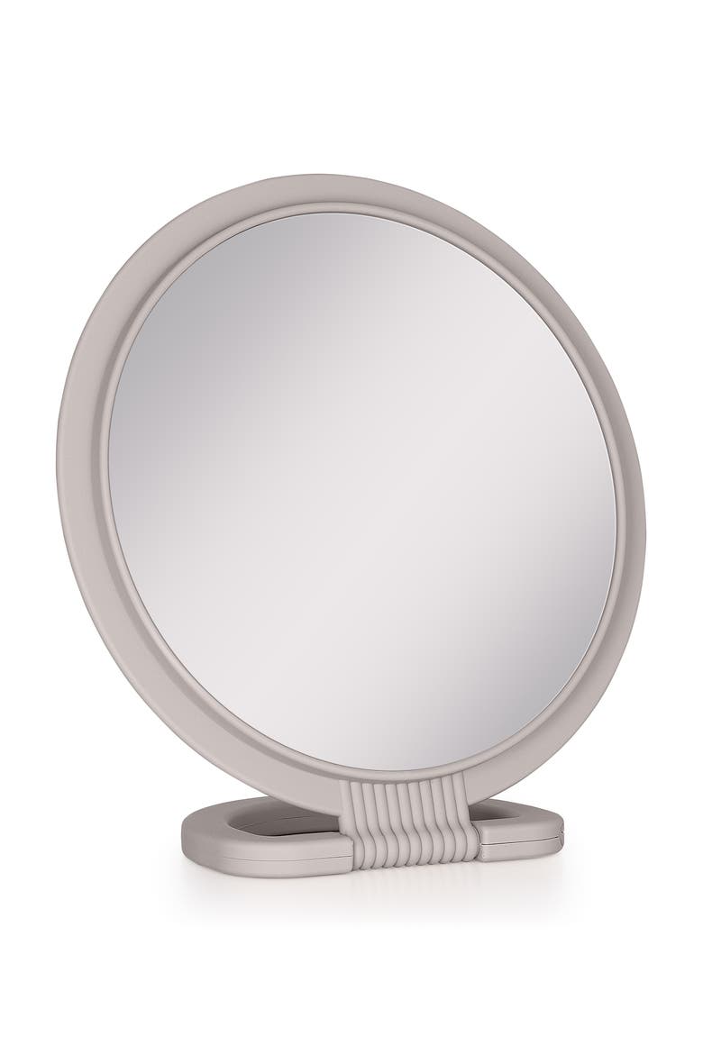 Dual-Sided Hanging Handheld Mirror in Soft-Touch, Alternate, color, Soft Touch Gray
