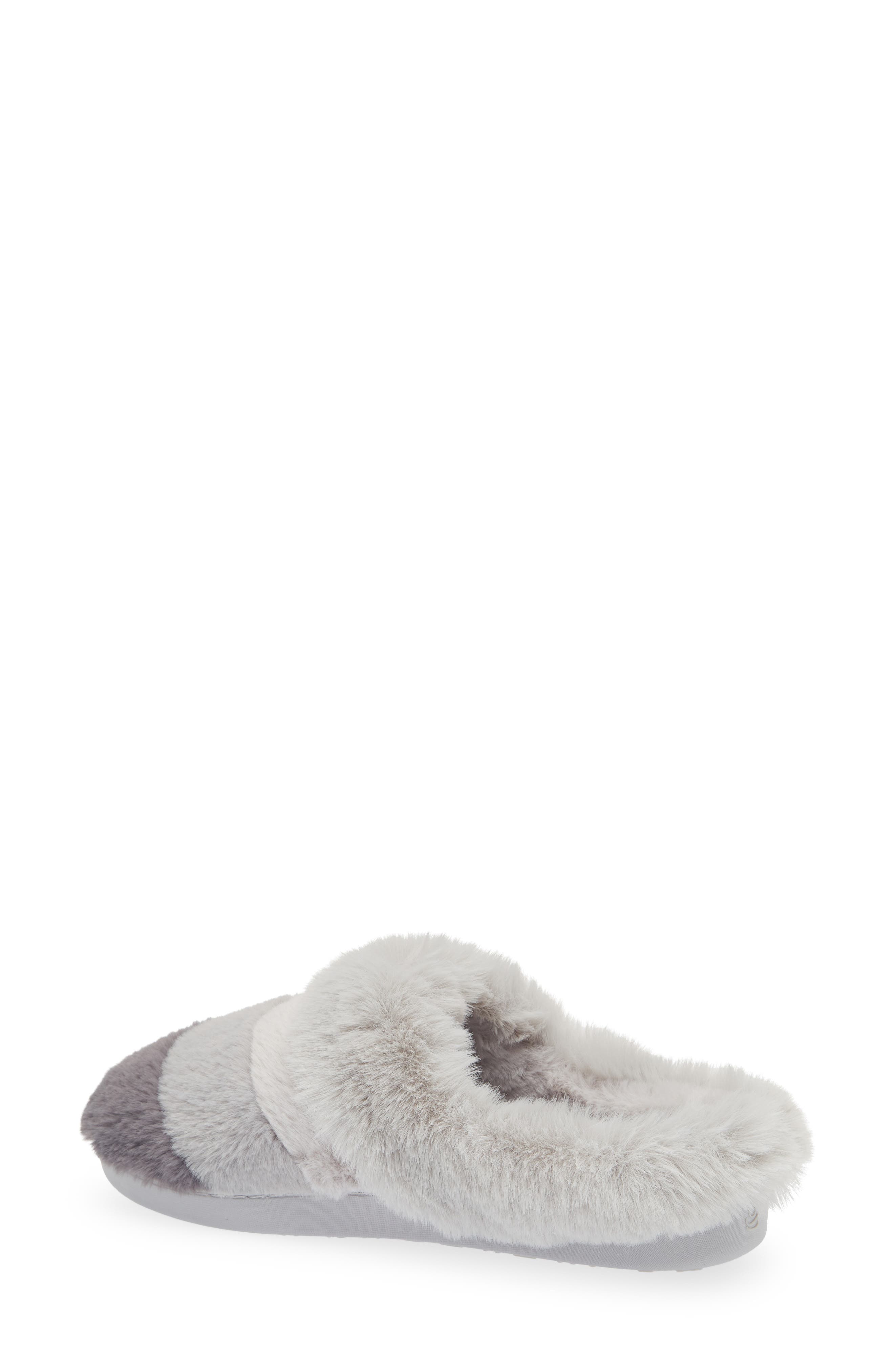 Colorblocked Faux Fur Scuff Slipper, Alternate, color, HIGH RISE
