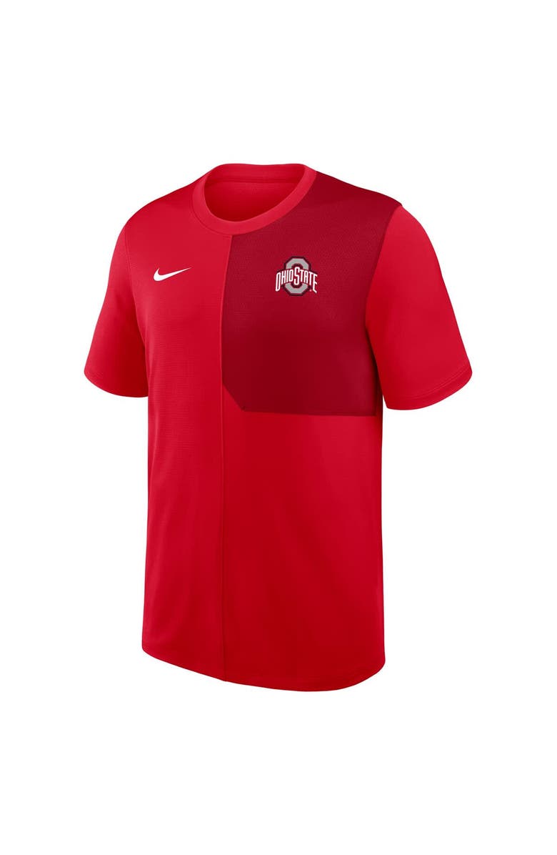 Nike Men's Nike Scarlet Ohio State Buckeyes 2025 Sideline UV Performance Coach T-Shirt, Alternate, color, Scarlet