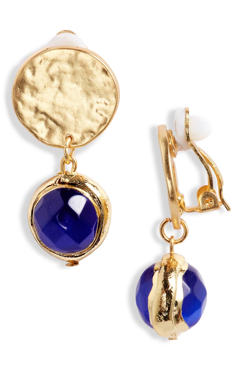 Crystal Clip-On Drop Earrings, Main, color, GOLD