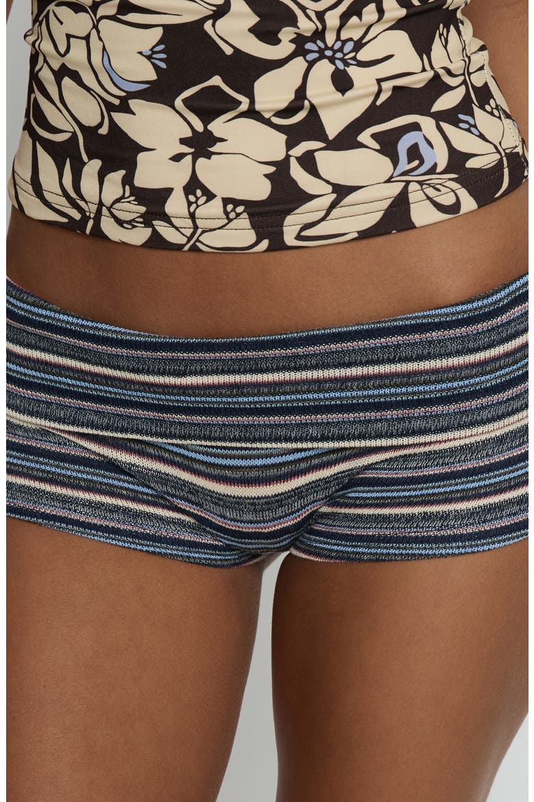 Radio Up Stripe Foldover Micro Shorts, Alternate, color, NAVY STRIPE