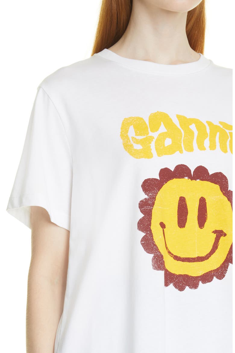 Smiley Flower Graphic Organic Cotton Tee, Alternate, color, BRIGHT WHITE