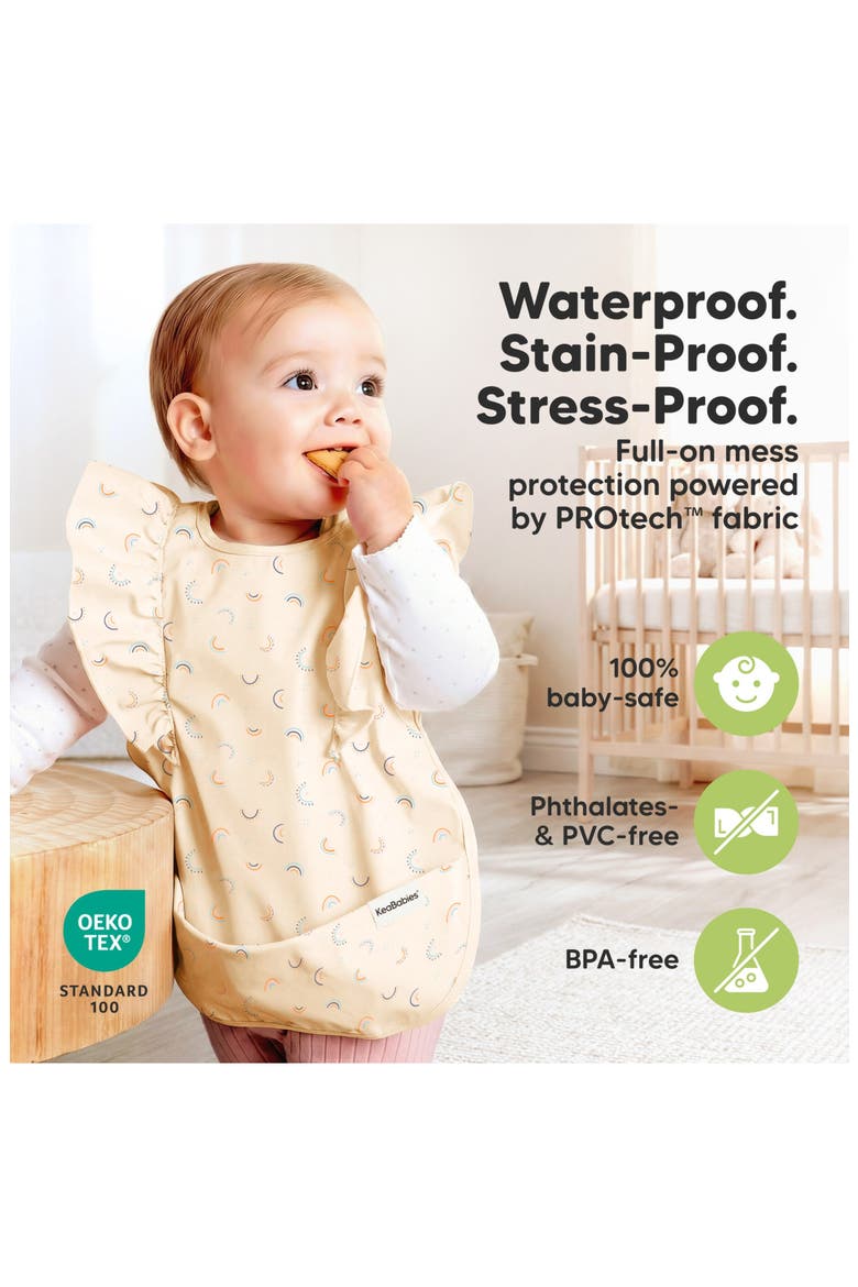 Fae Waterproof Bibs, Alternate, color, Frills, Jolly Rainbow