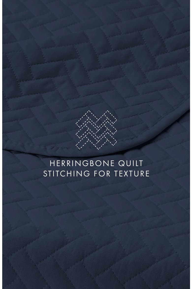 All Season Herringbone Stitch Down Alternative Quilt & Sham Set, Alternate, color, NAVY