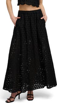 Favorite Daughter The Pretty Please Eyelet Embroidered Cotton Maxi Skirt