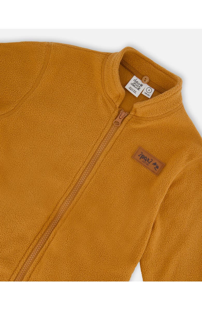 Deux par Deux Boy's 3-In-1 Mid-Season Outerwear Set With Colorblock Jacket Beige Animals On Black Background, Alternate, color, 