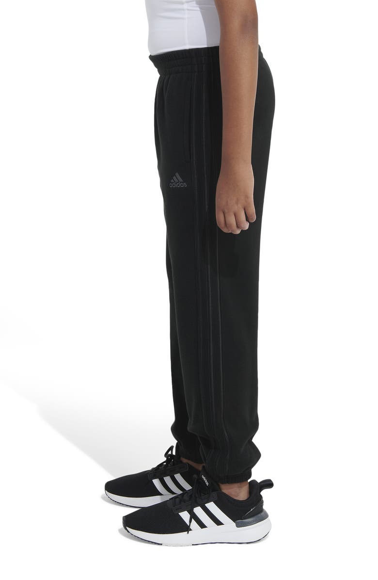 adidas Kids' 3-Stripes Cozy Joggers, Alternate, color, Black
