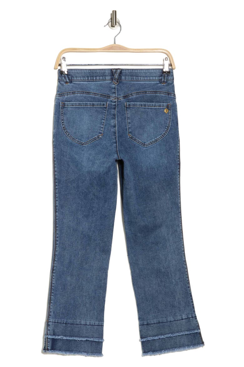 Double Layer Fray Hem Kick Flare Jeans, Alternate, color, MID BLUE ARTISANAL