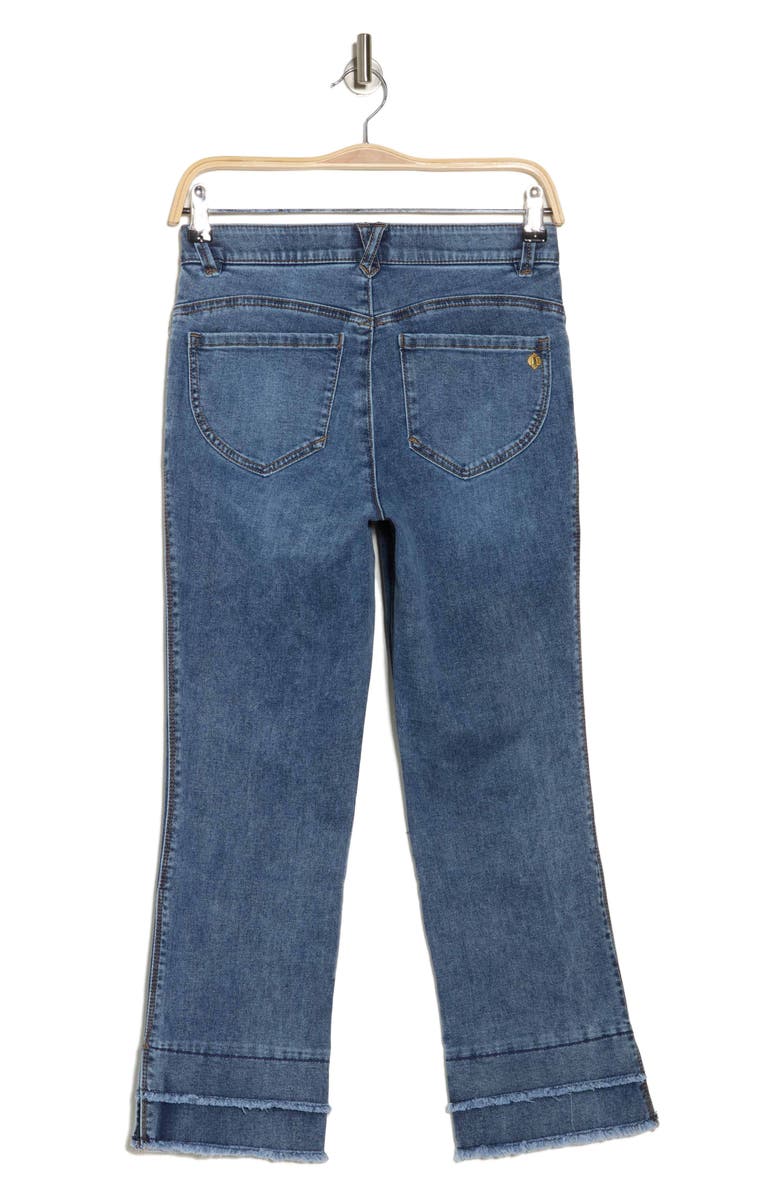 Double Layer Fray Hem Kick Flare Jeans