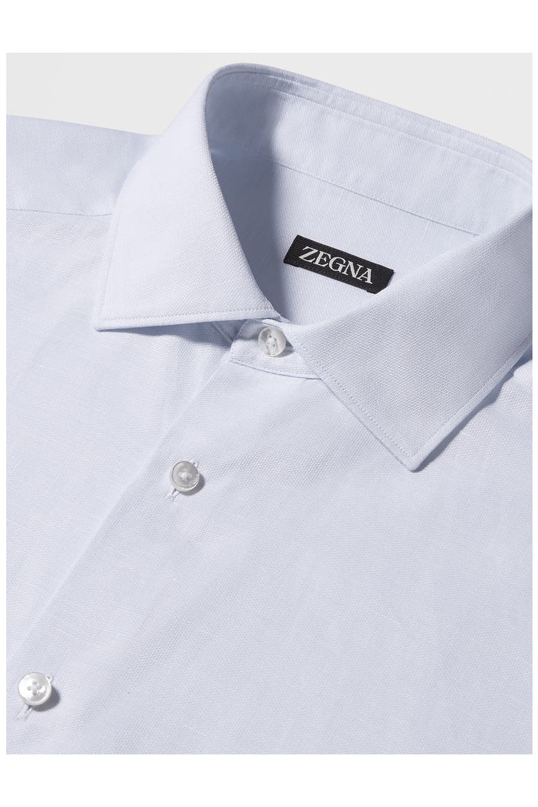 Garment Washed Cotton & Linen Button-Up Shirt, Alternate, color, BLUE