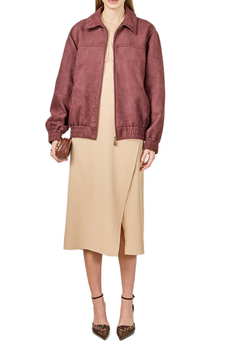 Faux Suede Work Jacket, Alternate, color, MALBEC