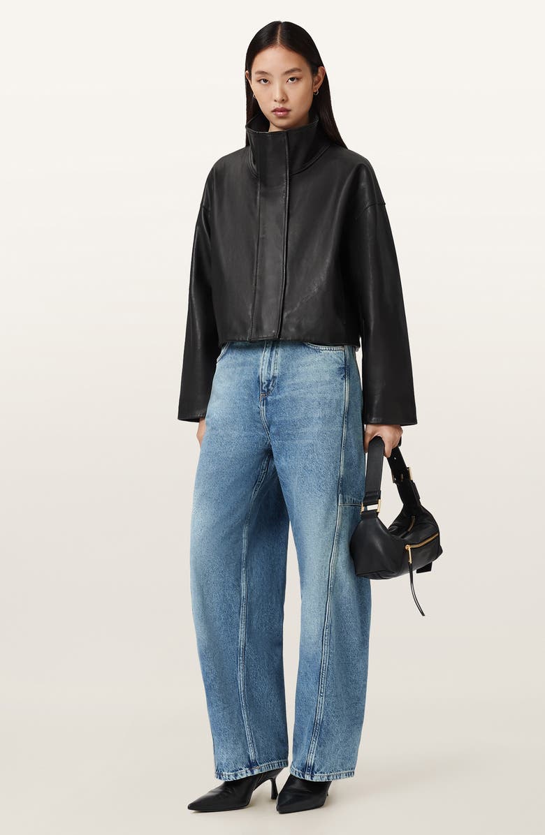 AllSaints Carter Barrel Leg Jeans, Alternate, color, Mid Indigo