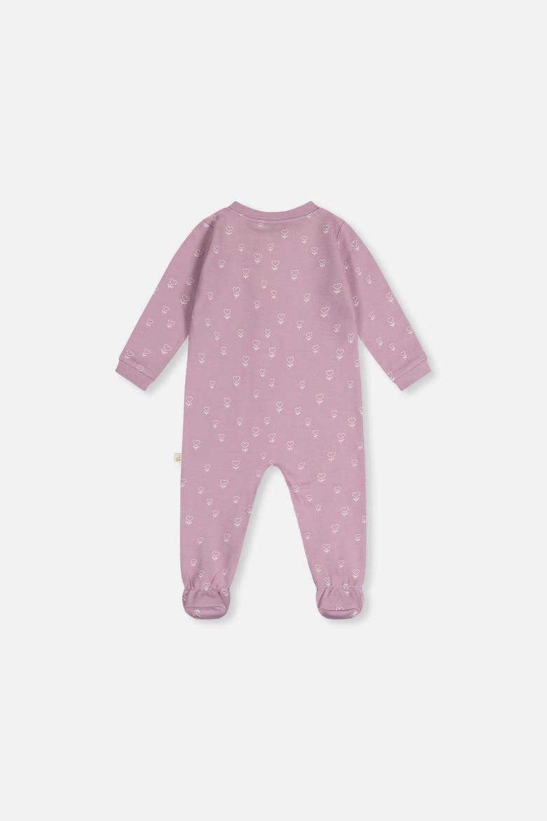 Floral Organic Cotton Front Zipper Footed One Piece Pajama, Alternate, color, Purple Floral Print