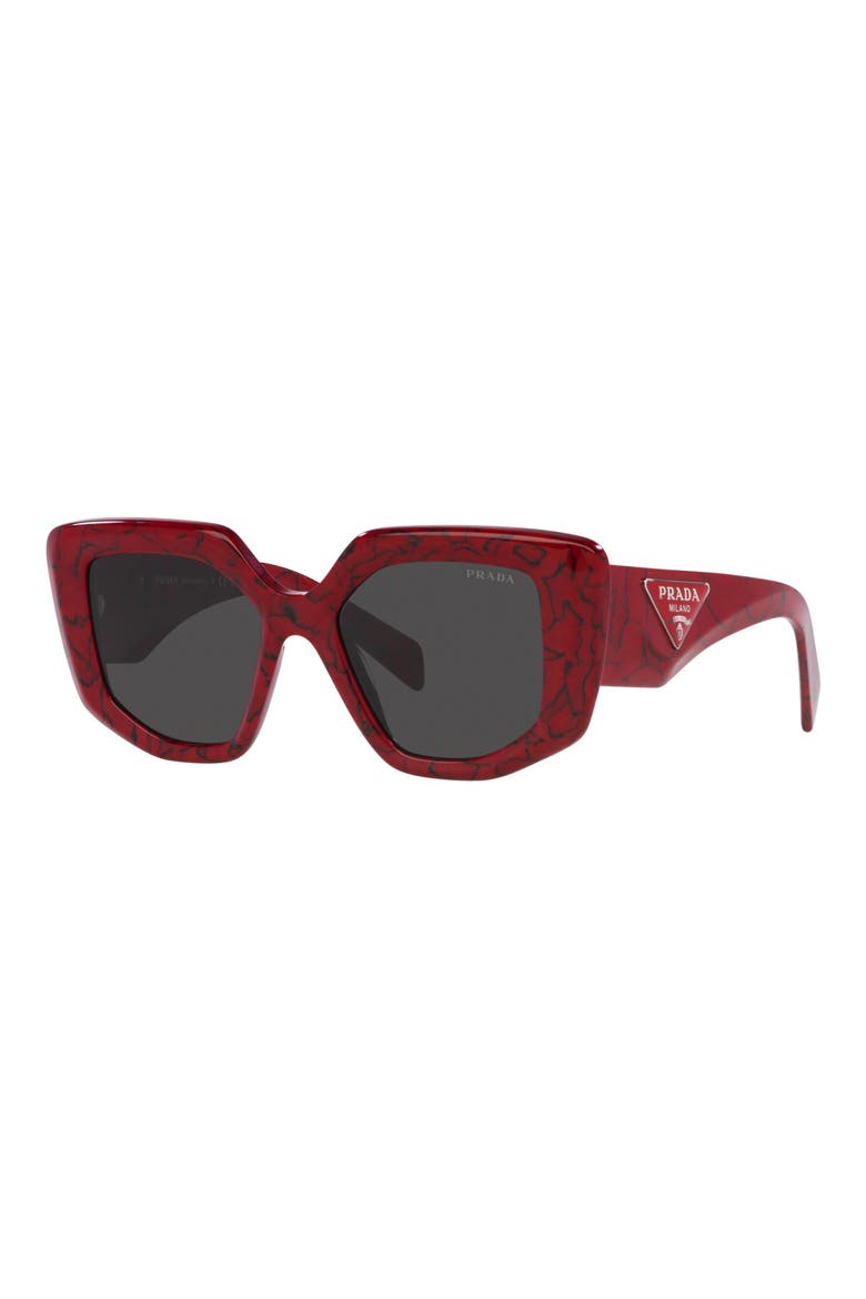 50mm Geometric Sunglasses, Alternate, color, RED/DARK GREY