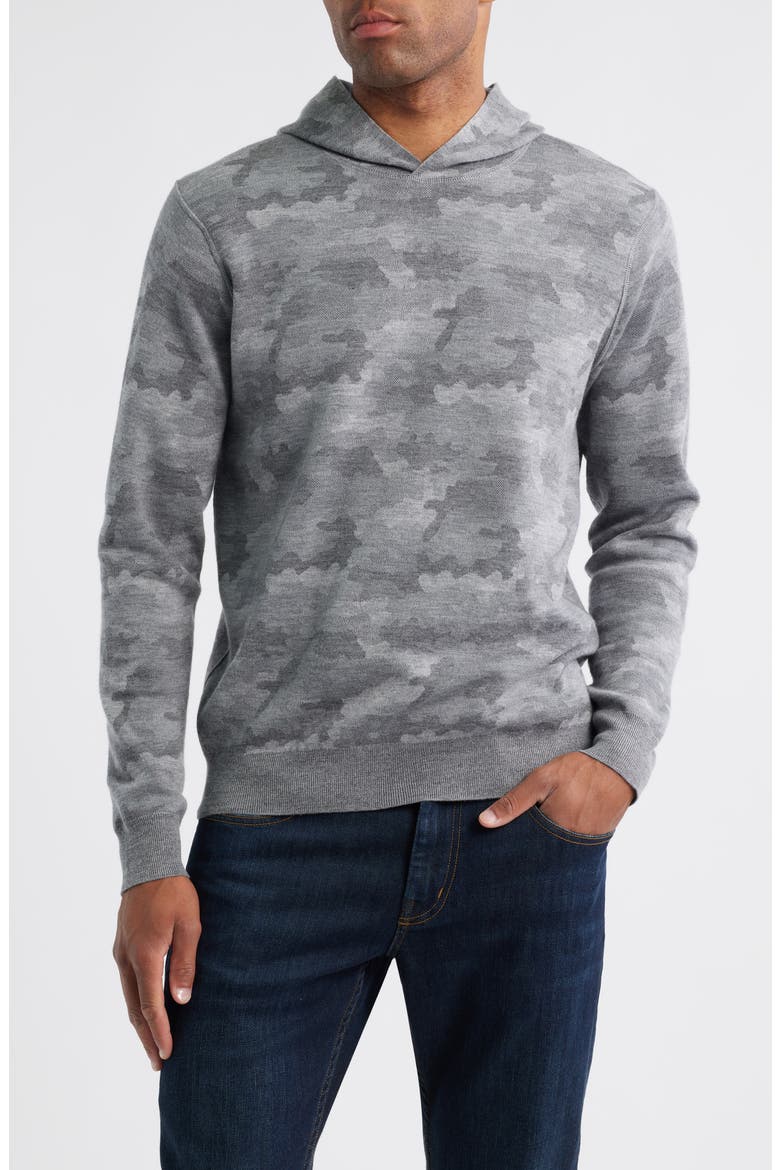 Camouflage Reversible Merino Wool Hoodie Sweatshirt, Main, color, GALE GREY