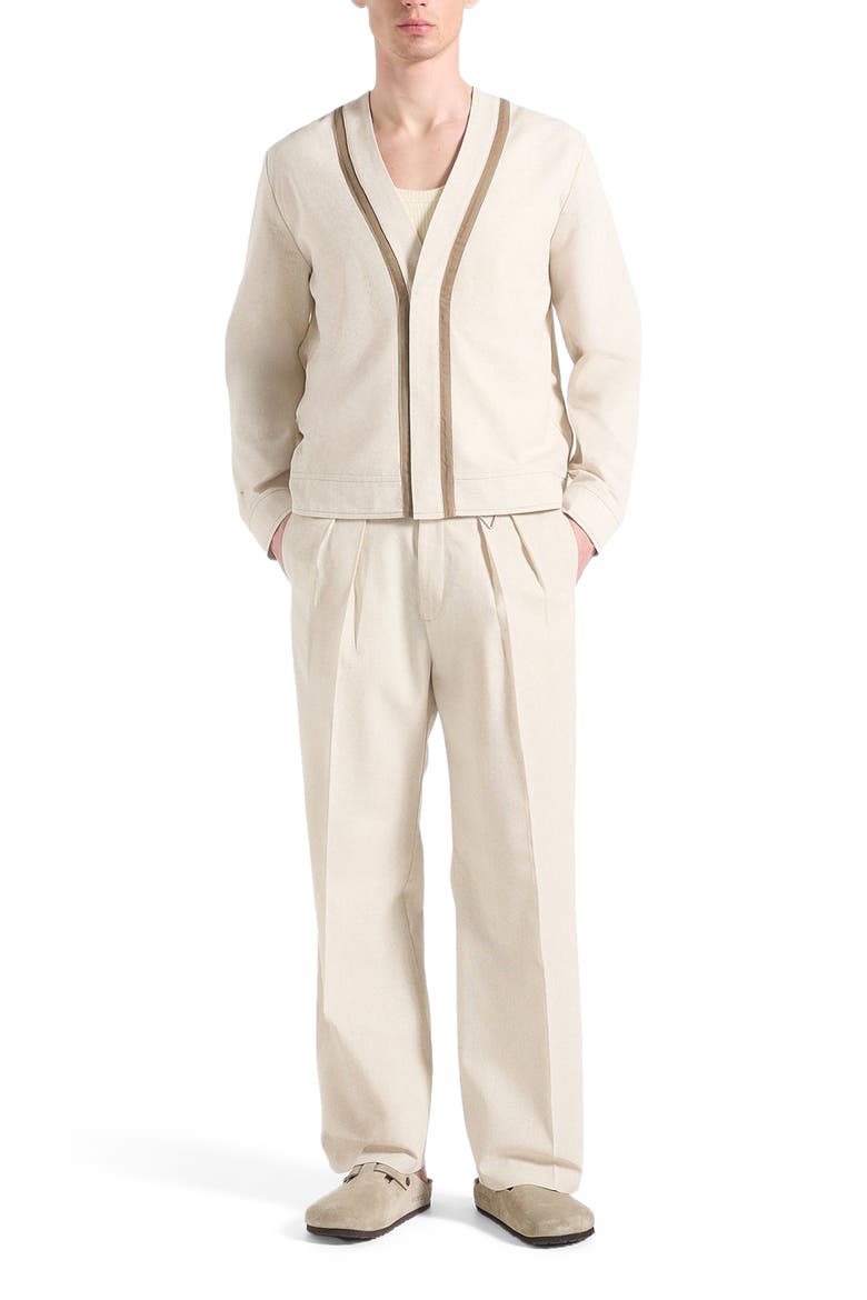 Pierre Relaxed Fit Linen Pleated Tailored Trousers, Alternate, color, Natural