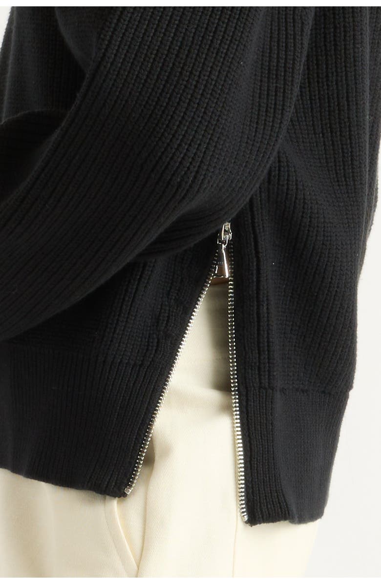 Modern Citizen Tate Organic Cotton Side-Zip Sweater, Alternate, color, Black