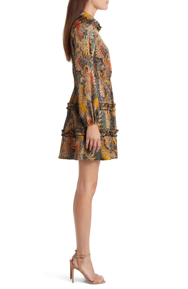 Sam Edelman Fall Feather Long Sleeve Mini Shirtdress, Alternate, color, Brown Multi