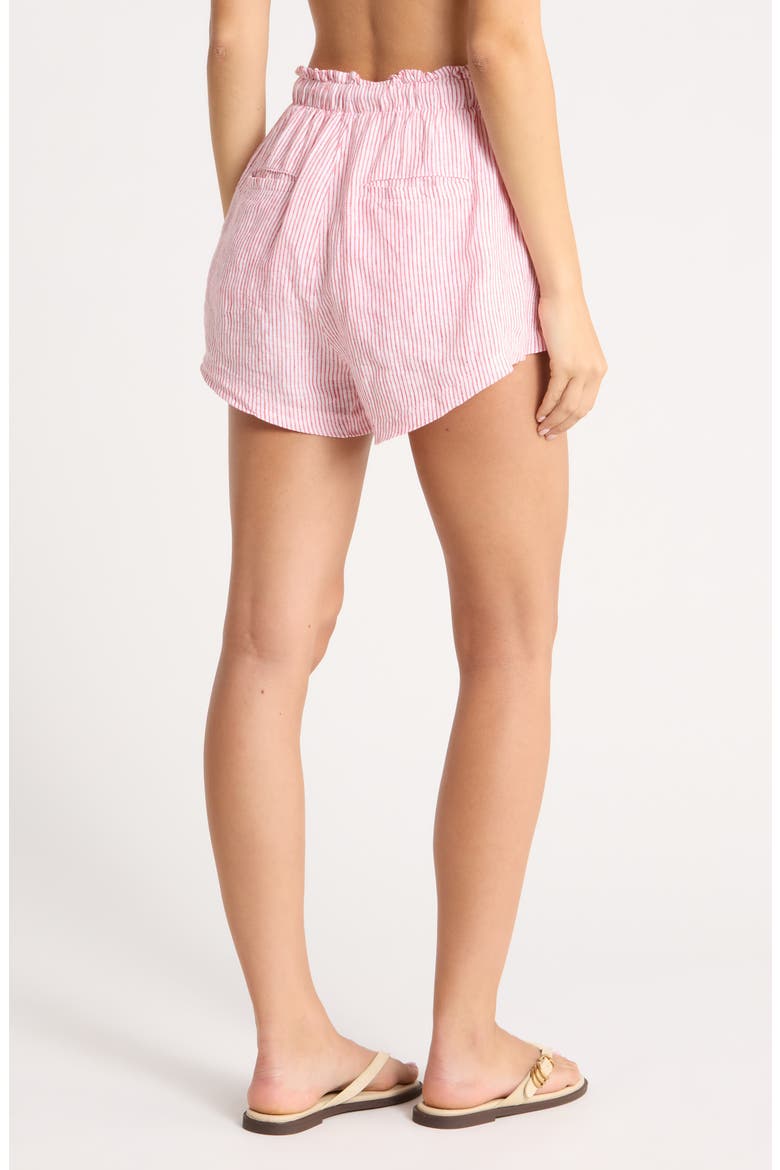 Getaway Linen Cover-Up Shorts, Alternate, color, COASTAL STRIPE RED