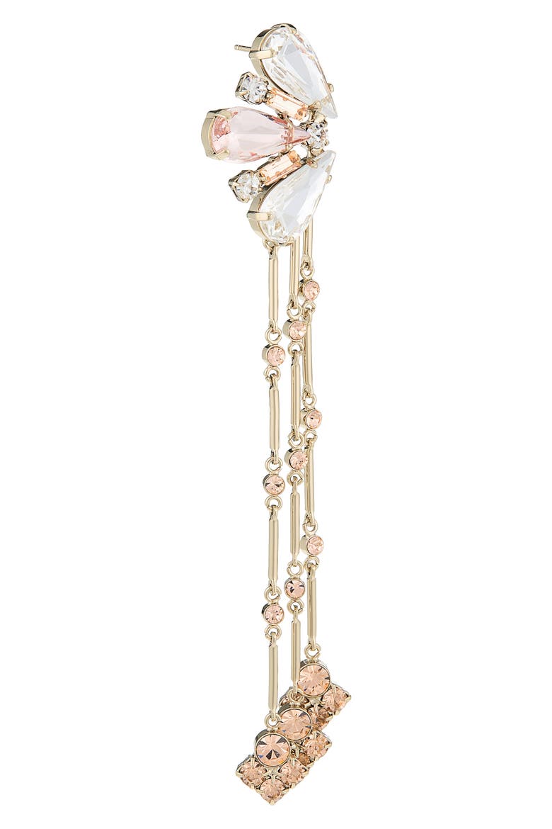 Crystal Fan Chandelier Drop Earrings, Alternate, color, PINK/ LIGHT GOLD