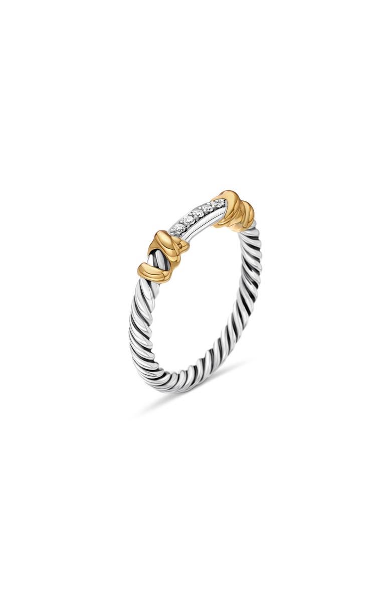 David Yurman Petite Helena Wrap Ring with 18K Yellow Gold and Diamonds, Alternate, color, Silver