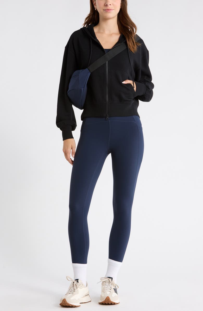 Zella Go Easy Terry Zip Hoodie, Alternate, color, Black
