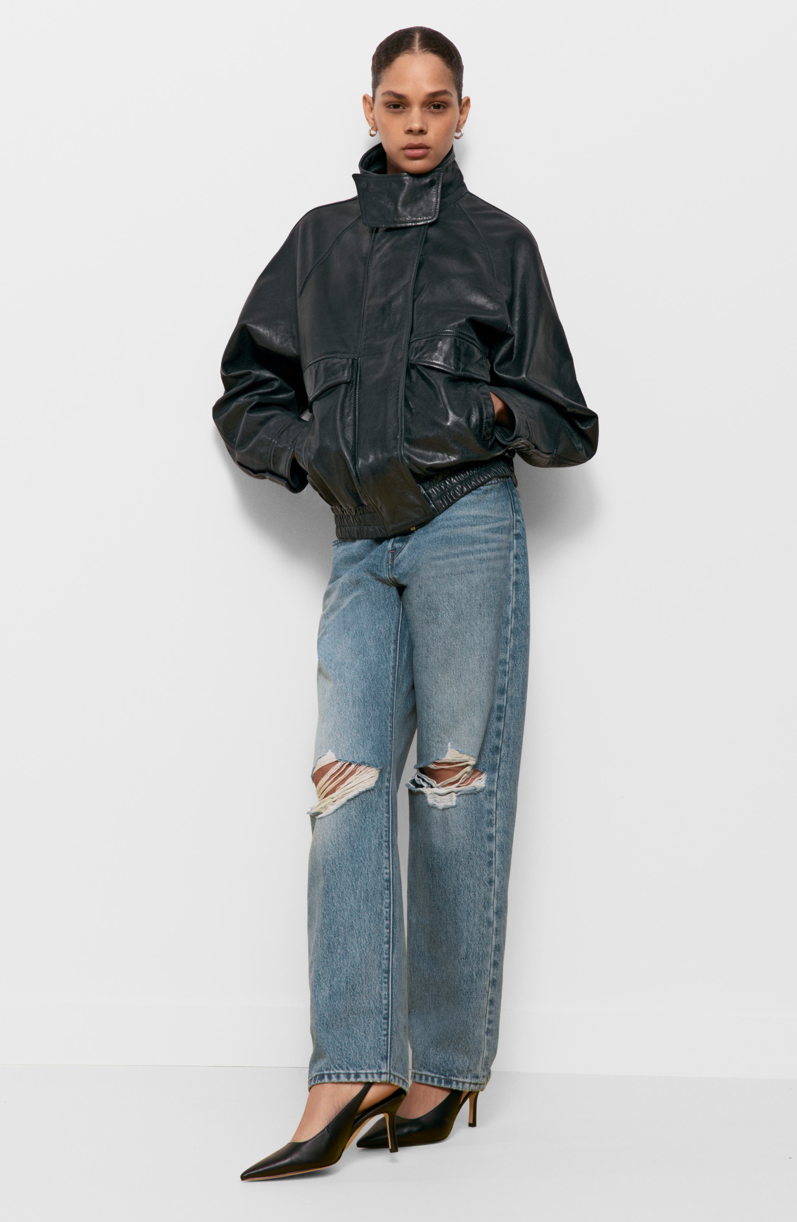 Женские куртки Avec Les Filles Oversize Leather Bomber Jacket — фото 2