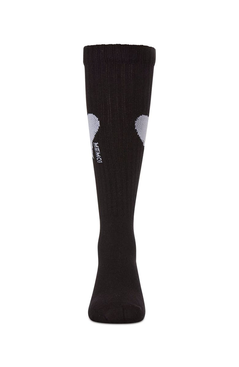 MeMoi Single Heart Logo Knee High Socks, Alternate, color, Black