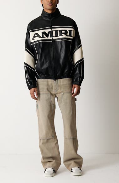 AMIRI Sport Logo Lambskin Leather Jacket | Nordstrom