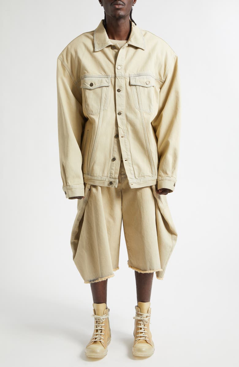 LU'U DAN Oversize Cotton Denim Jean Jacket, Alternate, color, Whitewashed