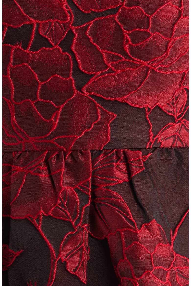 Floral Jacquard Sleeveless Dress, Alternate, color, RED