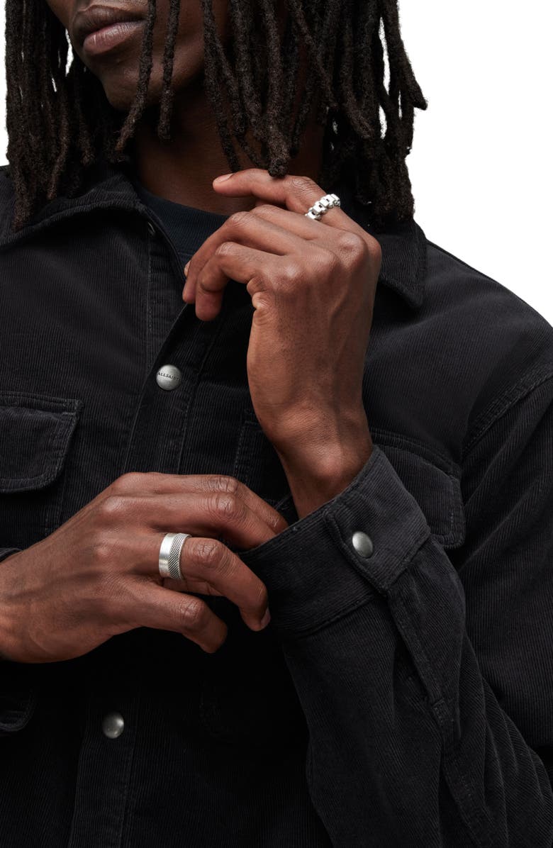 AllSaints Vega Organic Cotton Blend Corduroy Snap-Up Shirt Jacket, Alternate, color, 