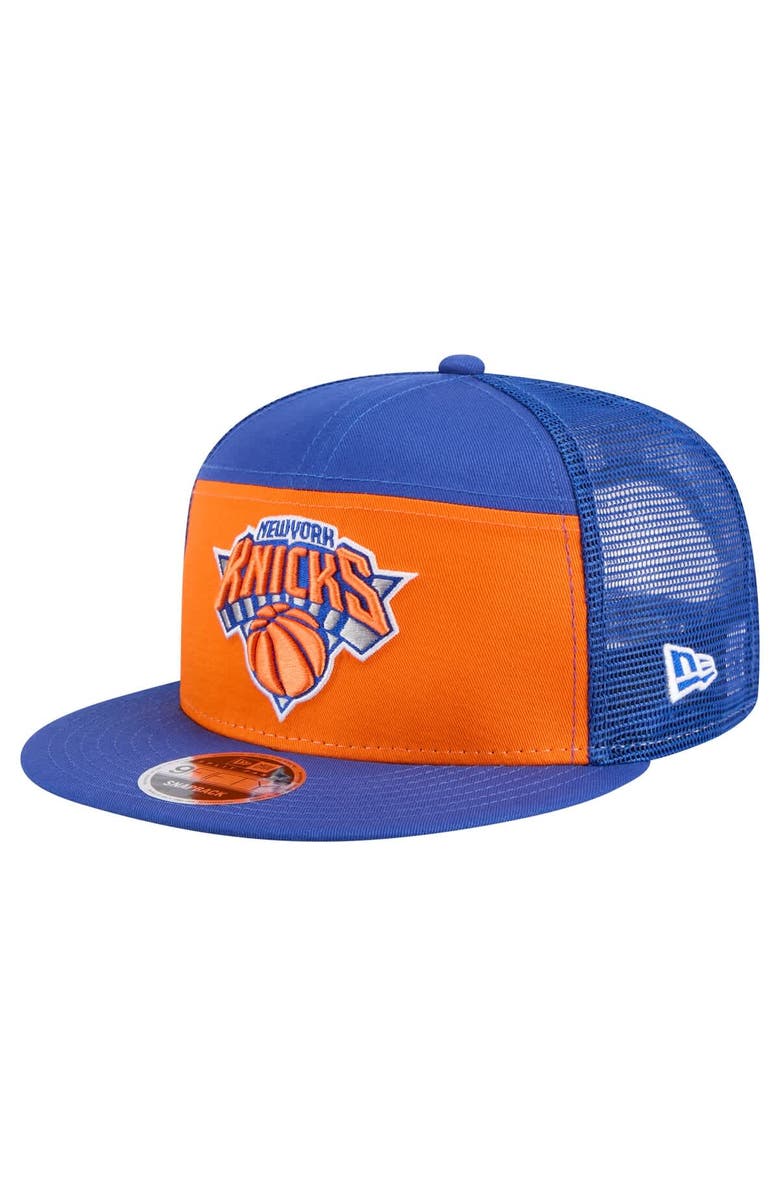 New Era Men's New Era  Orange/Blue New York Knicks Outdoor Split Panel 9FIFTY Snapback Hat, Main, color, Orange