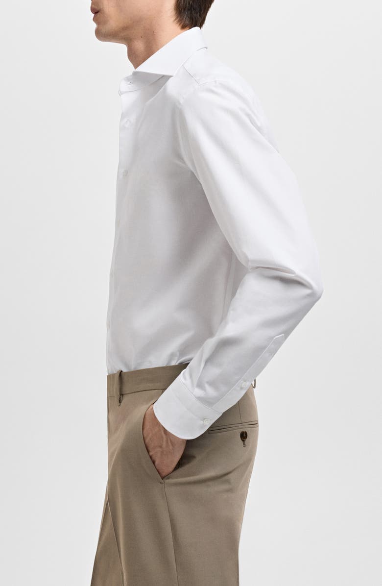 MANGO Classic Fit White Cotton Button-Up Shirt, Alternate, color, White