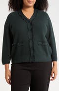 Adrianna Papell V-Neck Fringe Cardigan