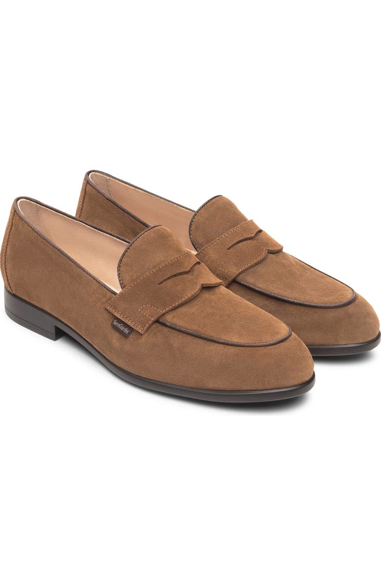NeroGiardini Suede Slip-On Penny Loafer, Main, color, Camel