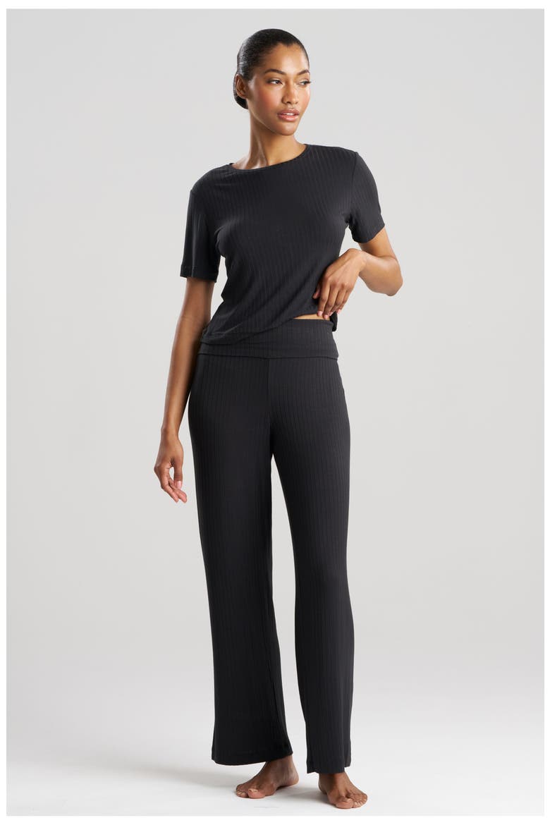 SKYE - RIB Ease Pants, Main, color, BLACK