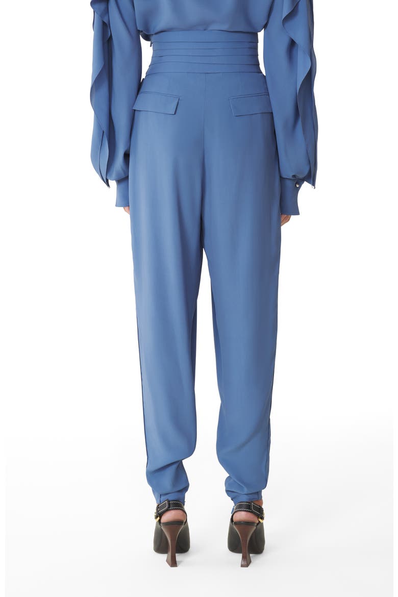 Blue Draped Pants In Crepe De Chine, Alternate, color, Jeanne Blue